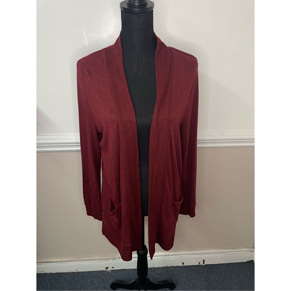 Market & Spruce Burgundy Red Open Front Cardigan Size Large
